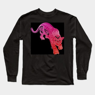 red tiger ecopop crimson pattern art Long Sleeve T-Shirt